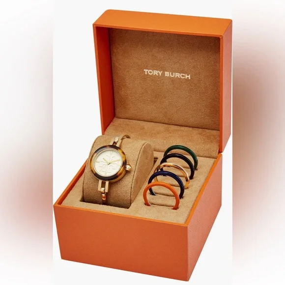 TORY BURCH GIGI BANGLE WATCH, MULTI-COLOR/GOLD-TONE, 27 MM Interchangeable Bands - Picture 4 of 14